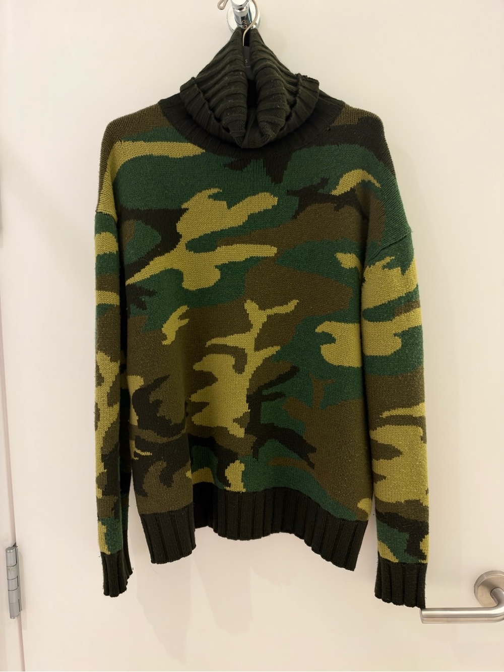 Nili Lotan Green Camo Turtleneck Sweater